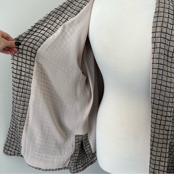 NWT Vintage Deadstock Ellen Tracy Wool Linen Silk Blazer Quiet Luxury Grid Print - Picture 4 of 6